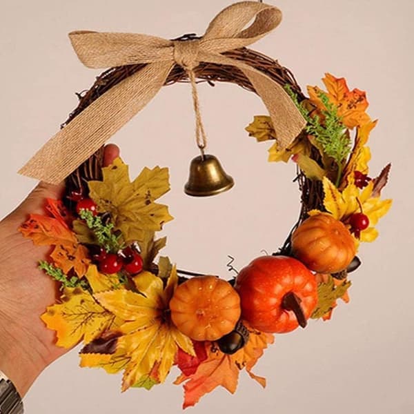 Gresskarkrans, høstkrans, dørkransdekorasjon, for Thanksgiving-dekorasjon innendørskrans