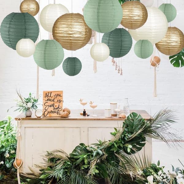 Decorative Paper Lanterns, Round Hanging Paper Lantern Decorations for Rustic Party Bridal Shower Wedding 15 pcs
