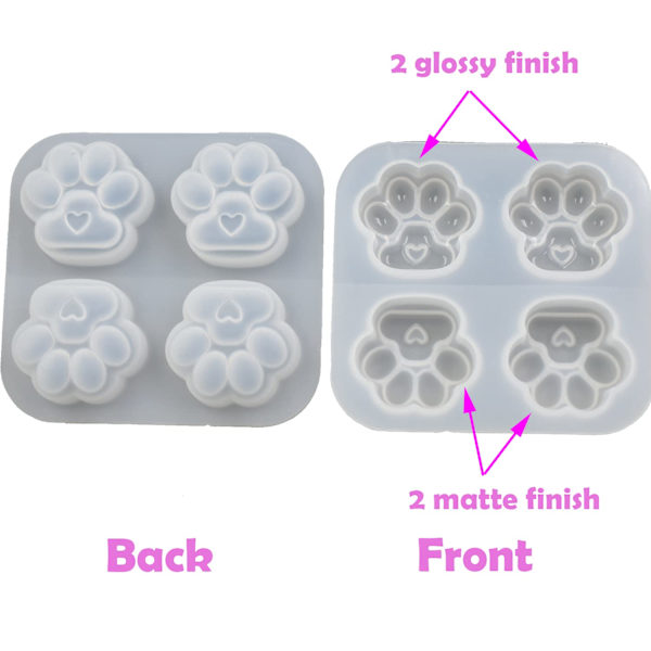 Pakke med 2 Kattepoteform Epoxyforme, Spejl- og Mat Finish Overflade Sød Kattefodsaftryk Resin Støbning Silikoneform