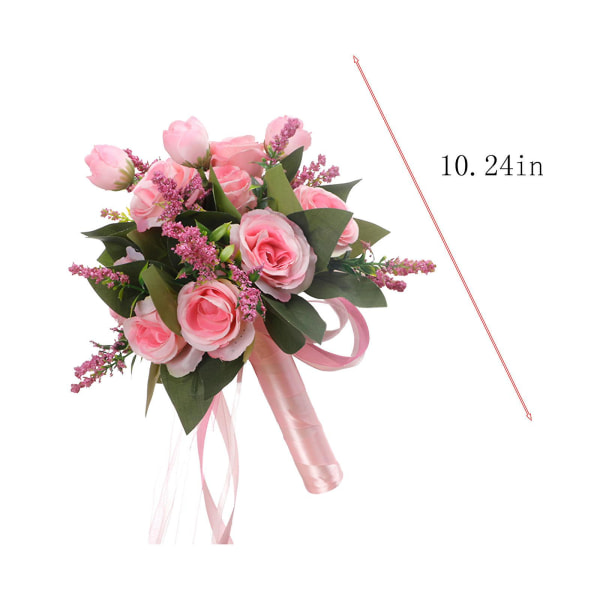 Brudebuketter til bruden, champagnehvid rose brudebuketter til bruden, kunstig blomsterbuket Pink