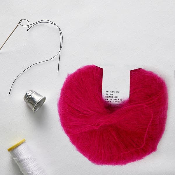 Blød Mohair Pashmina Strikket Angora Lang Uldgarn Rosarød