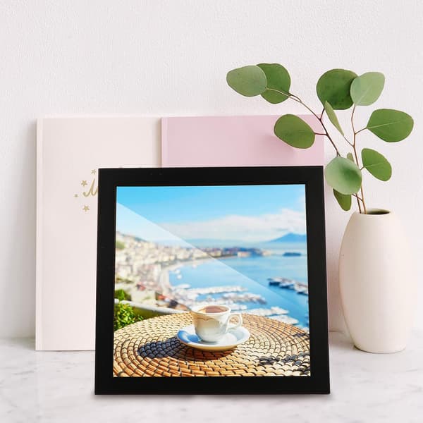 Square Wooden Photo Frame Simple Creative Design Black Wood Material Stable Movable Support