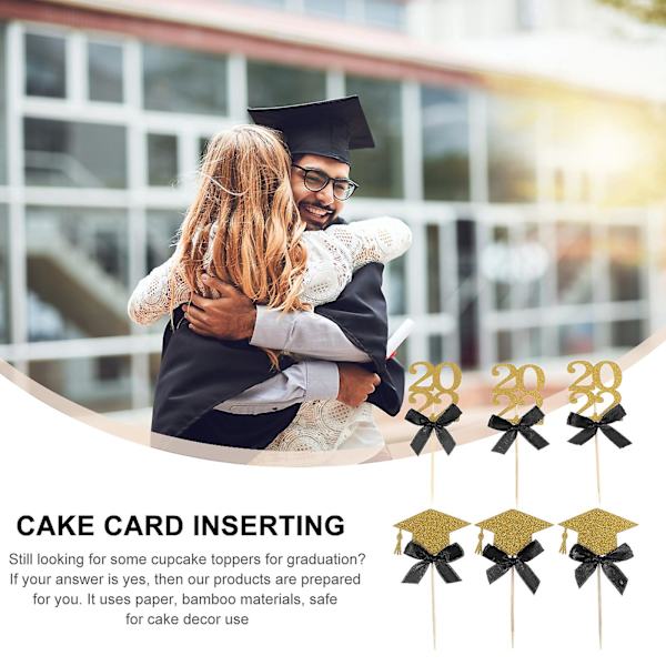 12 stk. Utdanning Cupcake Toppers Kakeinnstikk Toppers Kakepynt Svart 10.8X6CM