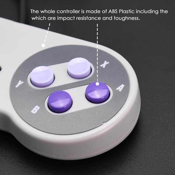 2-pak kablede SNES-controllere - Fuldt kompatible med originale SNES/SFC, Plug and Play, Flerfarvede knapper Colourful