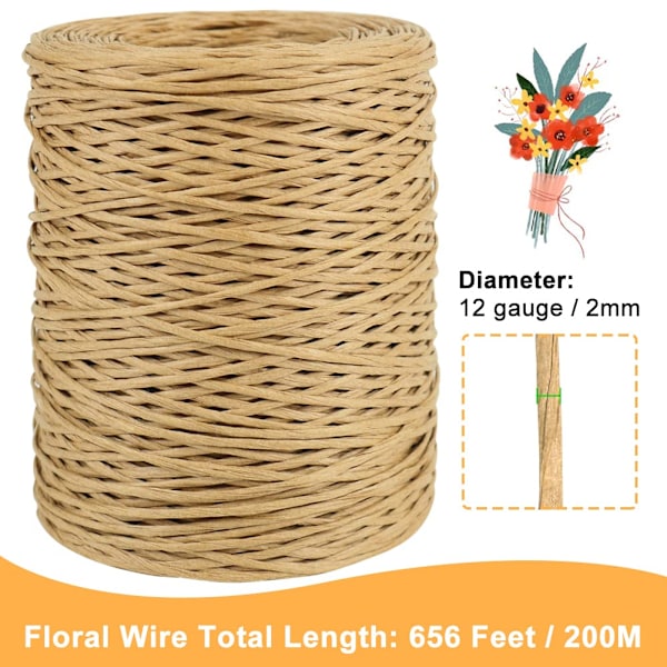 Kuhudefarget tvunnet papirtau for håndverk Raffia Twine Weaving - 2mm * 200 meter Raffia Paper Raffia String for gaveinnpakning