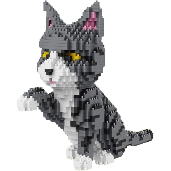 Katt som ger tass. Figur att montera med nanoblock.