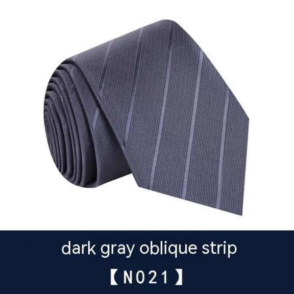 Affärsklädsel 8 cm slips, handknuten för män, professionell mörkgrå diagonal N021 bit
