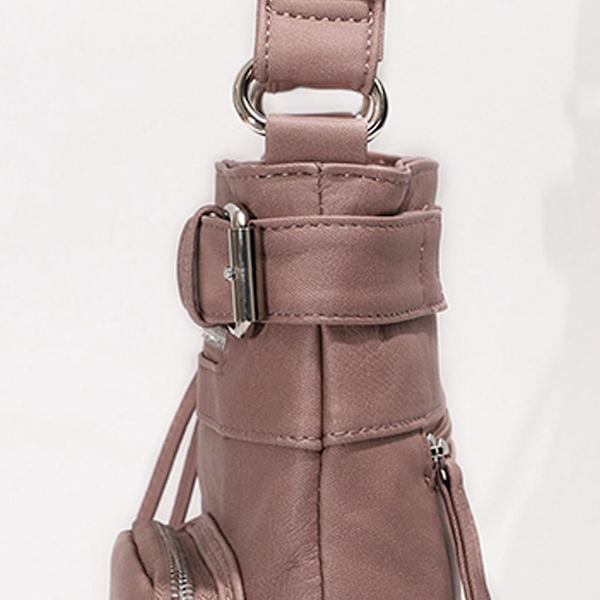Damväska i PU-läder, axelväska, crossbody, handväska, messenger, satchel, rosa
