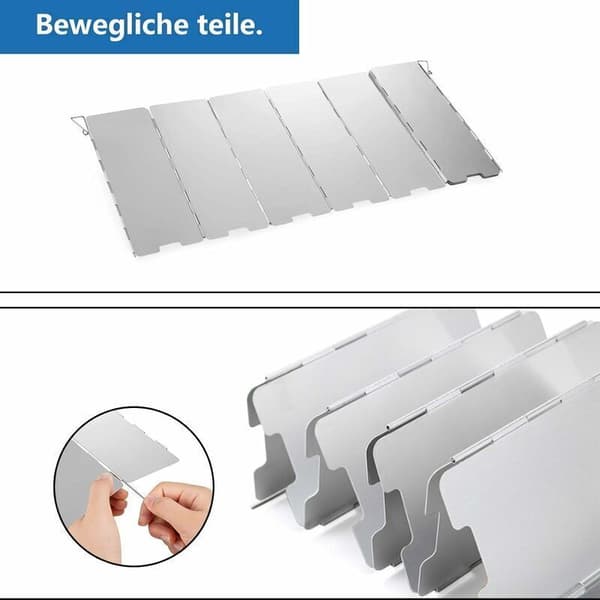 Windshield Foldable Gas Stove in Aluminum Windproof Camping Kitchen with 10 Aluminum Slats, Windshield for Camping Kitchen Outdoor Grill