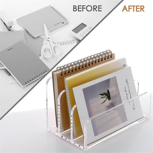 Letter Organizer with 3 Compartments, Desk Letter Rack, Vertical Letter Rack, Acrylic File Sorter