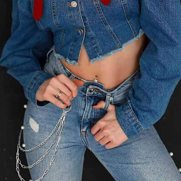 Metal Waist Chain Punk Hjerte Jeans Bukser Kæde Bælter Kjole Tilbehør Til Kvinder Bukser Kæde (6stk, Sølv)