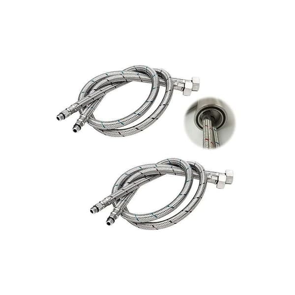 Connection hose G 3/8 DN6, 80 cm long, for water tap, compression thread flexible water pipe 2 rooms (1 pair)