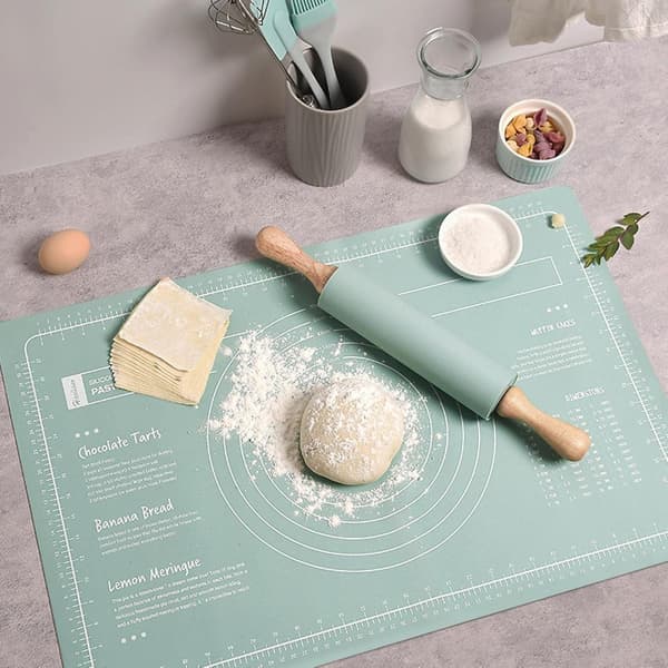 Bakesett Stor Størrelse Silikon Bakematte Kjevle Nudelkutter Non-stick Sklisikker Vanntett