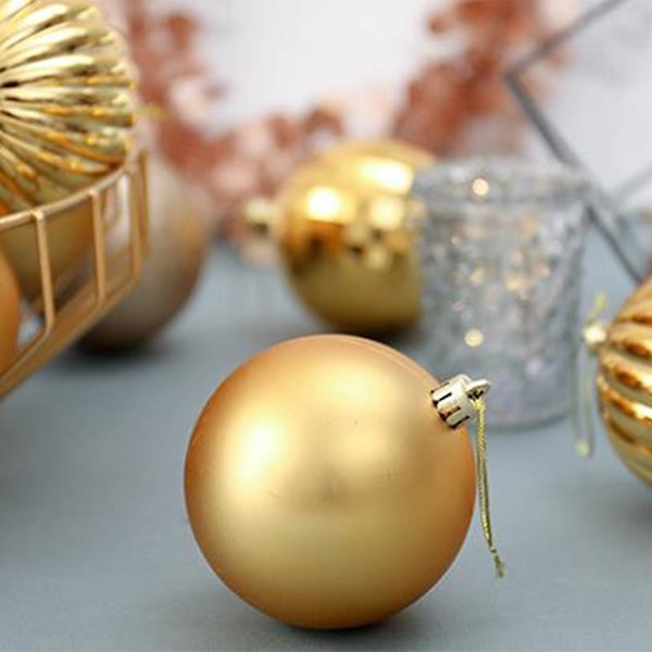 34 Julekugler i Juletræskugleform, Udsmykning til Juletræet, Ubrækkelige, 4 cm, Rosaguld