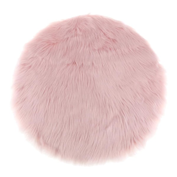 2 Pieces Faux Fur Seat Cushion Pad Artificial Sheepskin Matt Pink 35cm