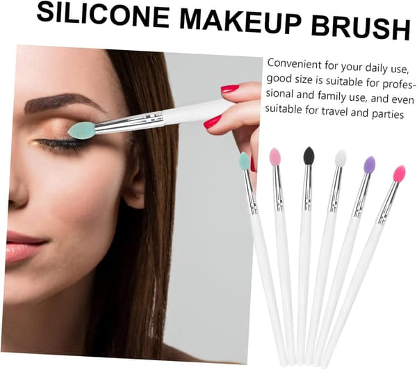 6 Pieces Silicone Eyeshadow Brushes, Fluffy Brush for Eyeshadow Application