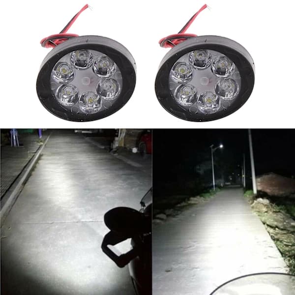 2 st Uppgraderade Starkare Motorcykel Dimljus Extraljus 6 LED Lampor