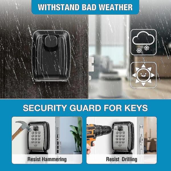 Waterproof Key Cabinet Wall Mounted - Outdoor Key Box Secure Key Lock Box - Share Access to Your Keys Securely
