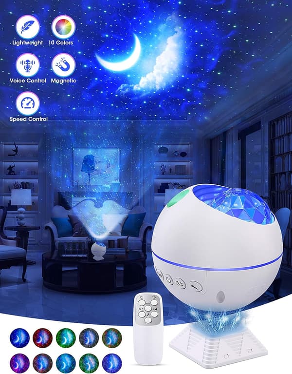 Mini LED Star Projector Night Light, 120° Rotating Remote Controlled Galaxy Light Effects Cloud Lamp Perfect Gift for Kids (Mini White)