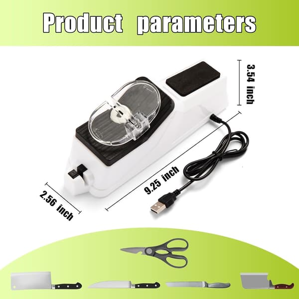 Electric Knife Sharpener, (USB) Double-Sided Knife Sharpener, Fast Sharpening and Polishing, with Protective Cover. (6 Grinding Stones)