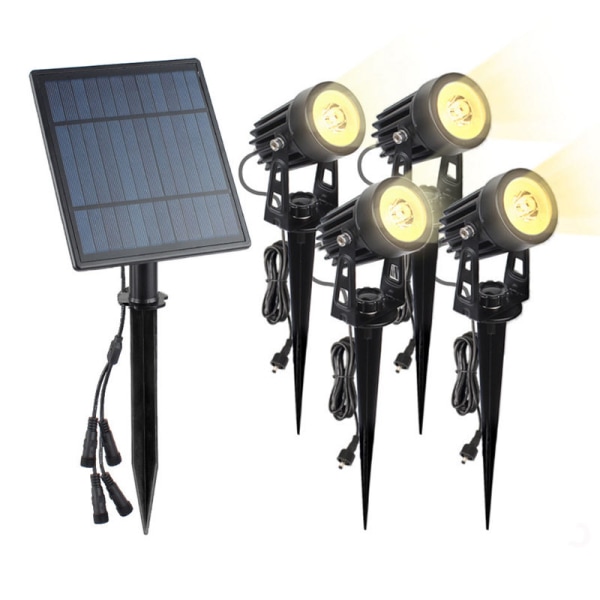 4 Pack Solar Vedenpitävä Pienjännite Maisemavalot Ulkokäyttöön LED-ylävalot Puutarha Puille Patio Maisema 3000K