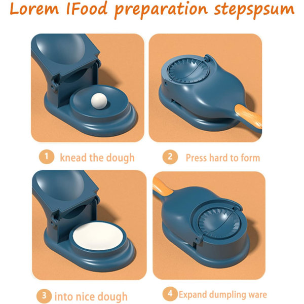 (Blå) 2 i 1 ravioliform, kjøkkenravioli-maskin, dumplingsmaskin laget av trygt absorberende materiale, praktisk sett