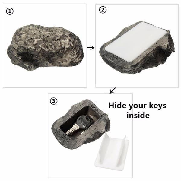 Simulated Stone Key Box - Hide Keys in Stone - Hide Keys Stone Grey