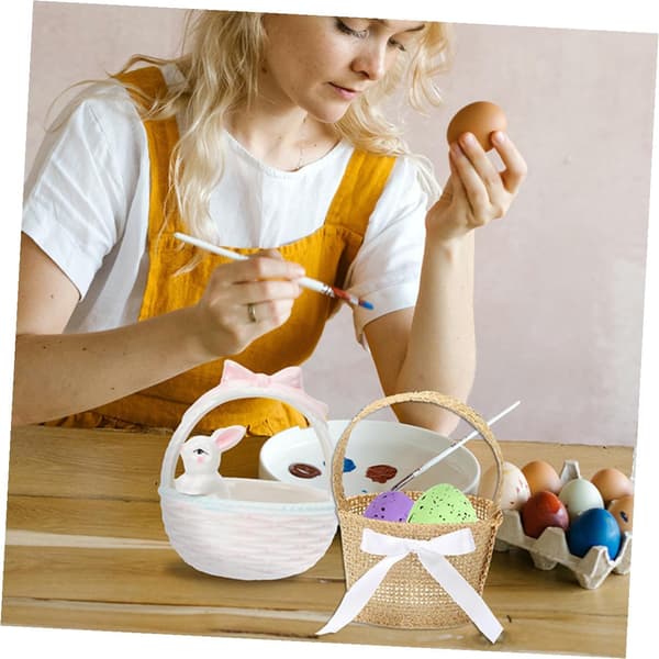 Handheld Jute Storage Baskets 6pcs with Handles, Natural Linen Miniature