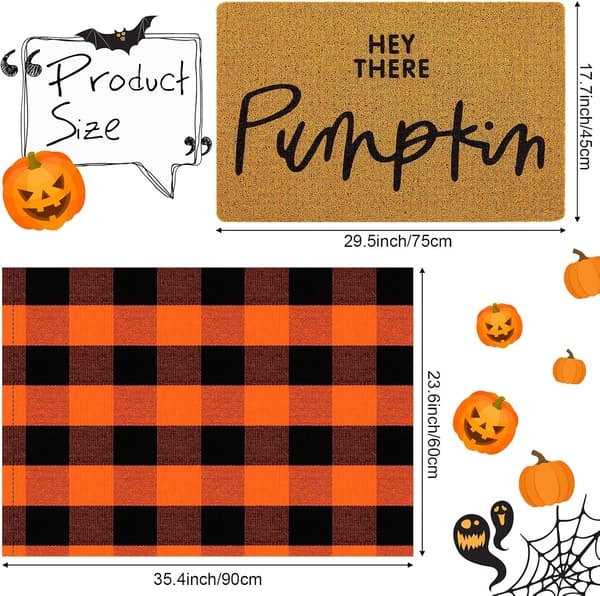 2 stk. høst utendørsmatte Velkommen Hey There Pumpkin Dørmatte Høstteppe size_name 3.15 Inches