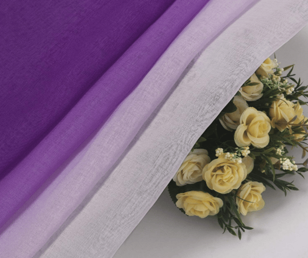 (1,32x1,6cm, violetti) 2 läpinäkyvän pellavaverhon setti