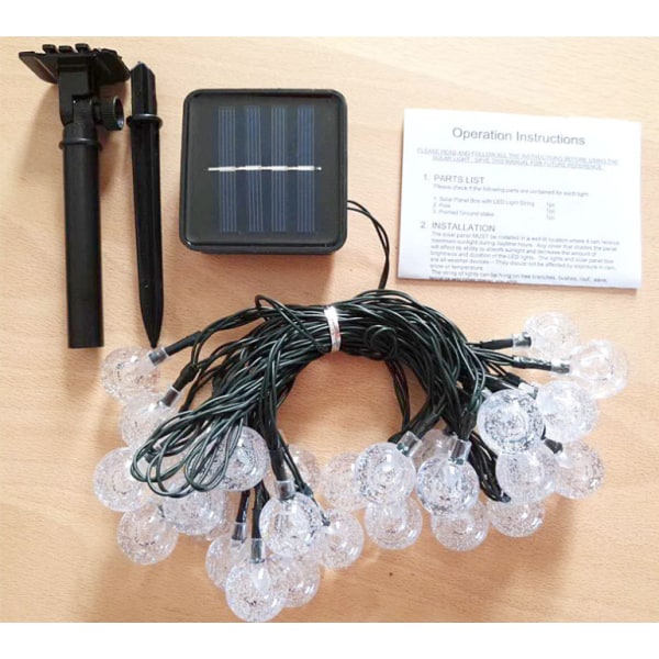 Solar String Lights, Fairy Lights 50 LED-kristallkulor IP65 vattentät, extra USB kontakt, 8 ljuslägen dekorativ inomhus och utomhus, hem/trädgård/