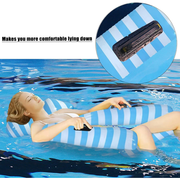 Sininen puhallettava uima-altaan riippumatto, kelluva riippumatto, 4-in-1 puhallettava kelluva sänky, vesiriippumatto, kelluva allastuoli, porta