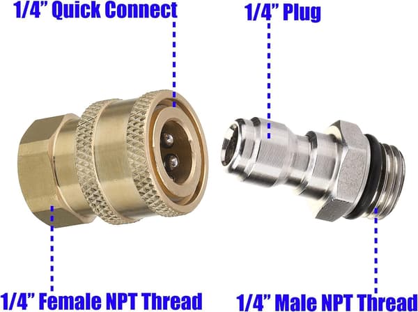 1/4\" 5000 PSI Adaptersett for høytrykksvasker