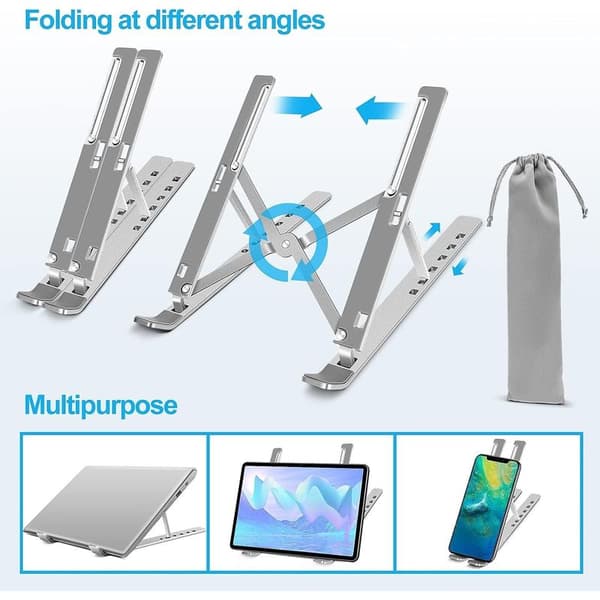 Adjustable Aluminum Alloy Laptop Stand - Adjustable Angles from 20° to 45° - Non-Slip Surface - Compatible with 10-17 inch Laptops