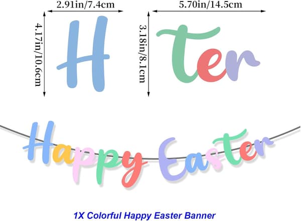 Easter Banner with Egg Garland for Home, School, Office, Classroom, Easter Party, Egg Hunt Decorations