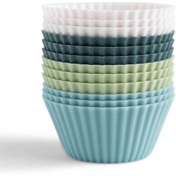 Gjenbrukbare silikonbakekopper i silikonkjøkken - Morandi-farge ikke giftig, BPA-fri, Tåler oppvaskmaskin (pakke med 24, R