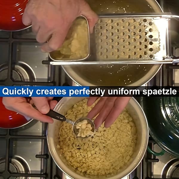 Premium Stainless Steel Spaetzle Maker with Comfort Grip, Traditional German Egg Noodle Machine