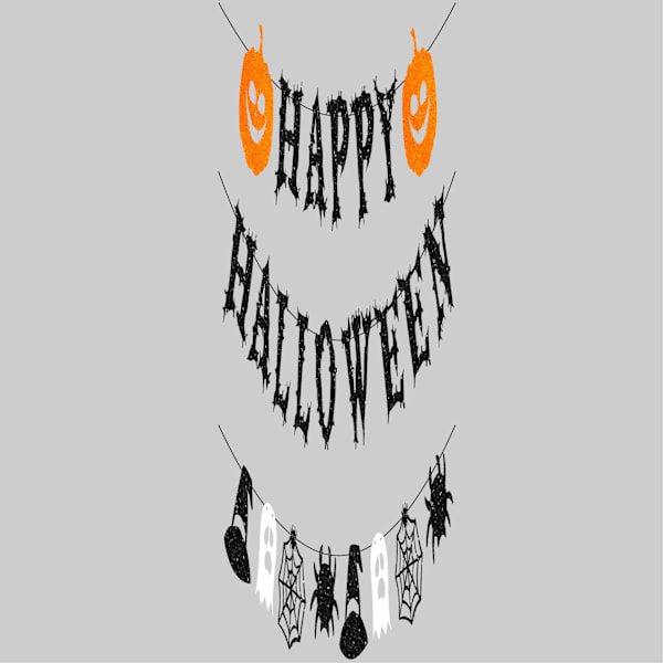 Happy Halloween Temabanner, Halloween Party Dekorationer til Børn og Voksne, Græskar og Spøgelses Skilt Halloween Bunting Banner Dekorationer