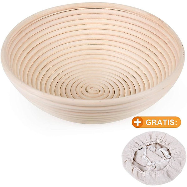Proofing Kurv med Linnedindsats Brødbolle Brødform Proofing Kurv, Rund til Brød med en Dejgvægt på op til 0,9 kg, 25 cm