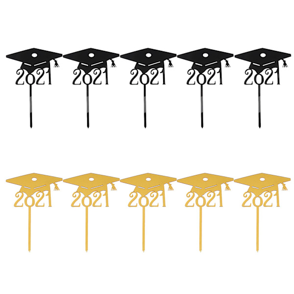 10 st Cupcake Toppers för Examen Hembakning Kak Dekorationer Kak Insatser Kort Blandade Färger 15x10.5cm