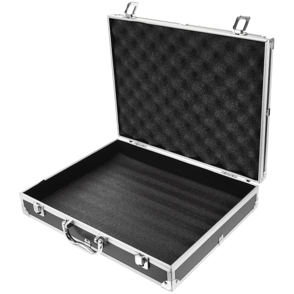 Lukittava case Kannettava alumiiniseoslaatikko Kantolaukku Case SäiliöMusta37x28,5x7,5cm Black 37x28.5x7.5cm