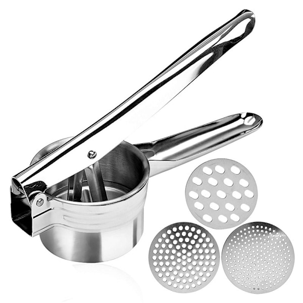 Kartoffelmoser, Manuel Kartoffelpresse, med 3 Udskiftelige Skiver, Alsidig Kartoffelmoser, til Moste Kartofler, Babymad