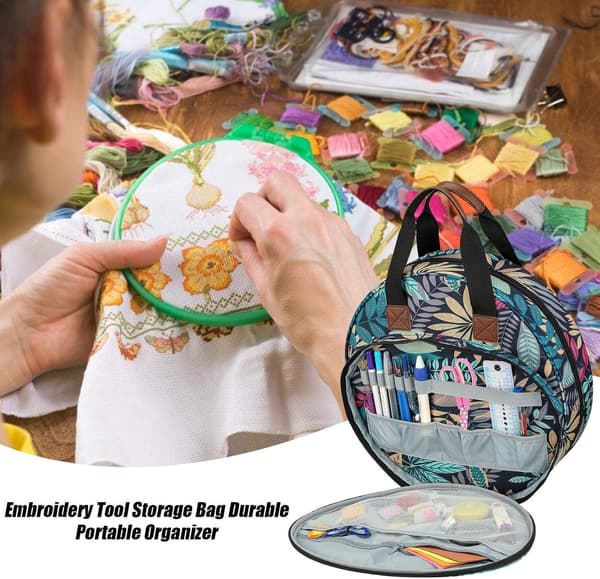 Embroidery Bag, Portable Bag for Embroidery Projects and Cross Stitch Tool Kits, Bag Only