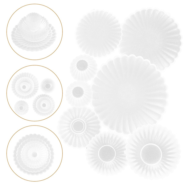 8 stk Miniatyr Servise Tiny House Servise Mini Kanne Plate Boller Leke Tiny House OrnamenterTranspa Transparent 4.1x0.6cm