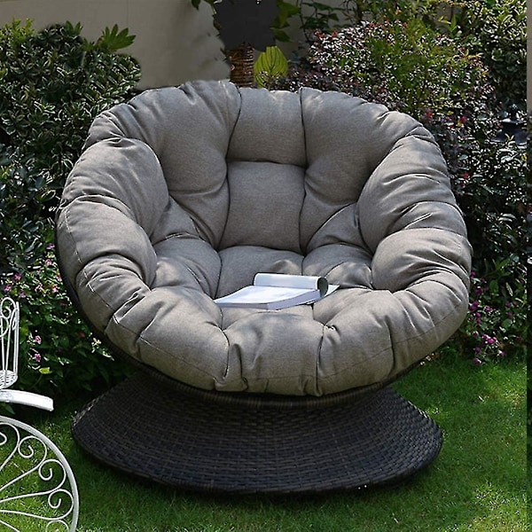 Stolsdyna, rund hängande ägg hammock stolsdynor med band, quiltad design, gungstolsdynor för inomhus och utomhusbruk, grå 130cm (51 tum)