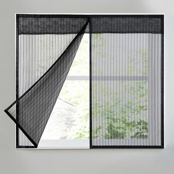 Black mosquito net for windows 130 x 150 cm with magnetic closure
