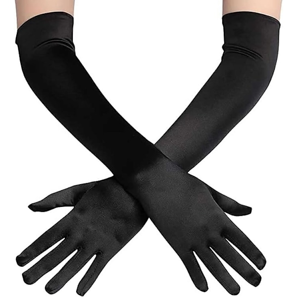 Långa Satin Armbågsstretchhandskar 1920-tals Operahandskar Damkvällspartydanshandskar