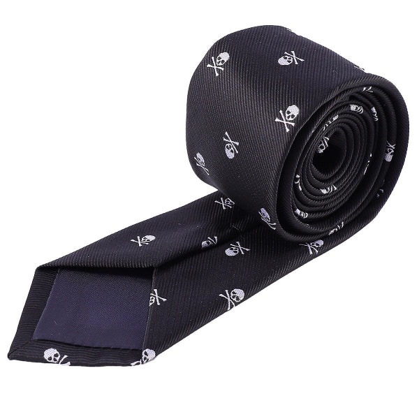 Halloween Skräckskalle printed slips Lång halsring för dansfest Spökfestival (svart) Svart140X6CM Black 140X6CM