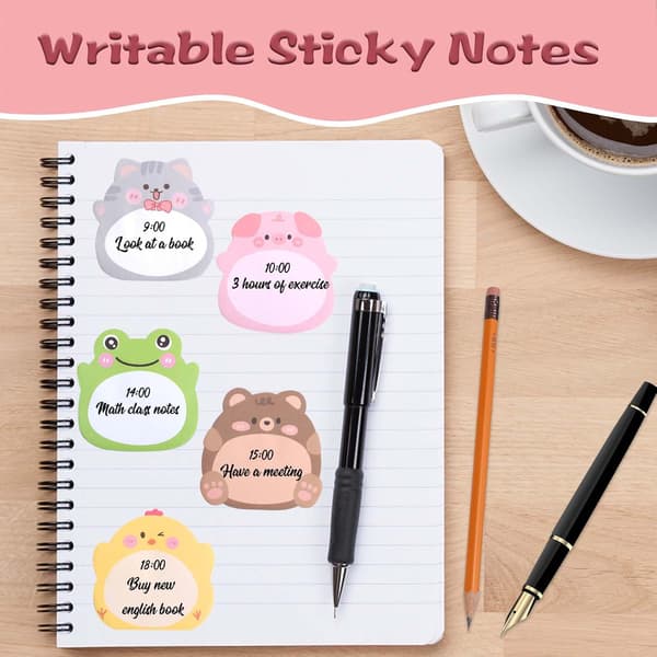 640 ark Selvklæbende noter 32 blokke Mini Søde dyreformede sticky notes 8 stilarter Pastelfarvede sticky notes