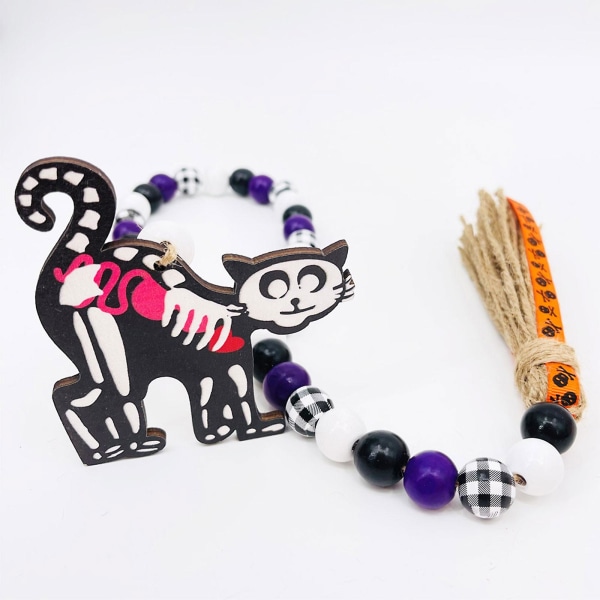 Halloween-krans av treperler med gresskar, skummel feriefest, festpynt, stil C